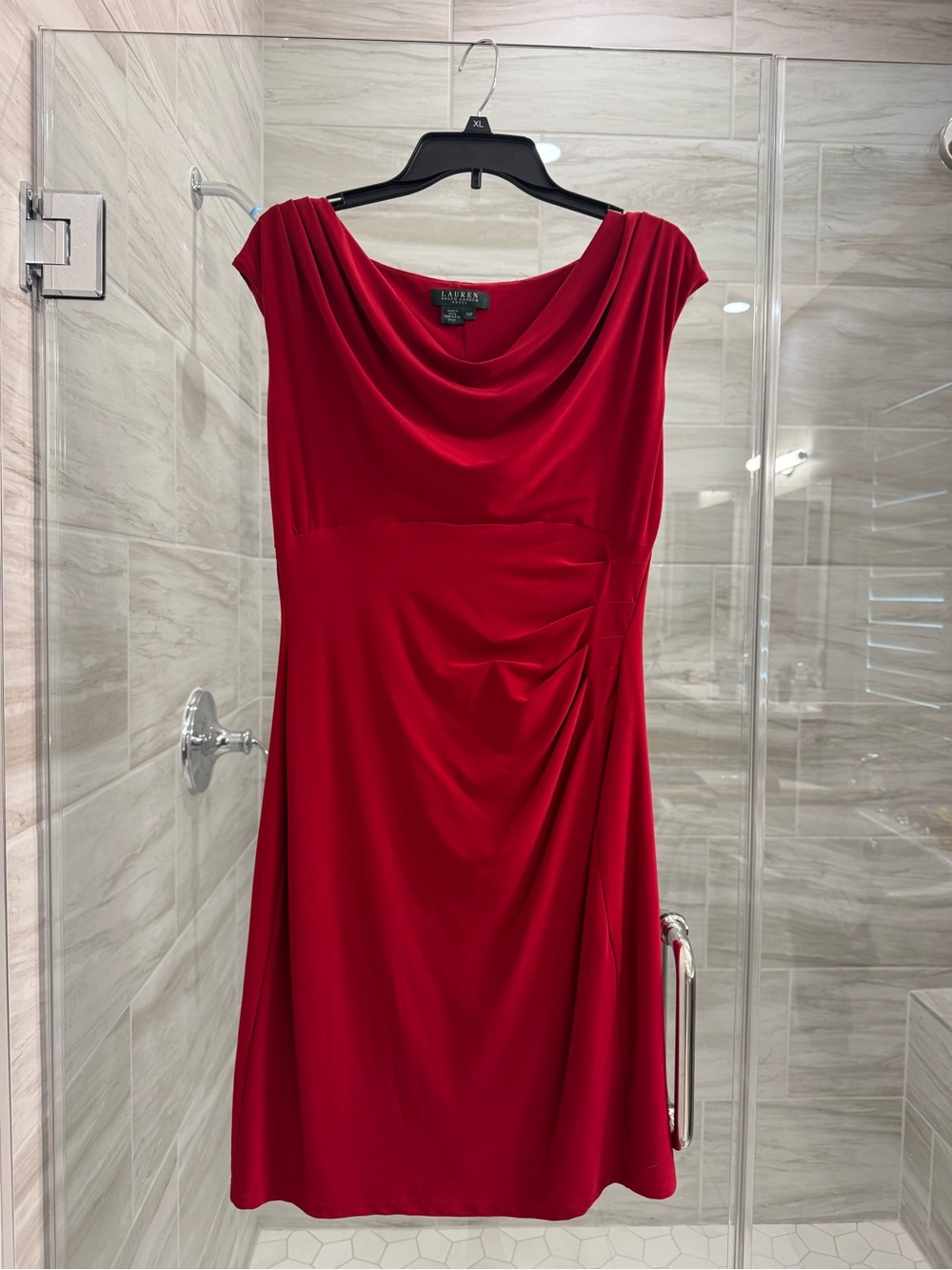 Ralph Lauren Red Cowl-Neck Midi Dress